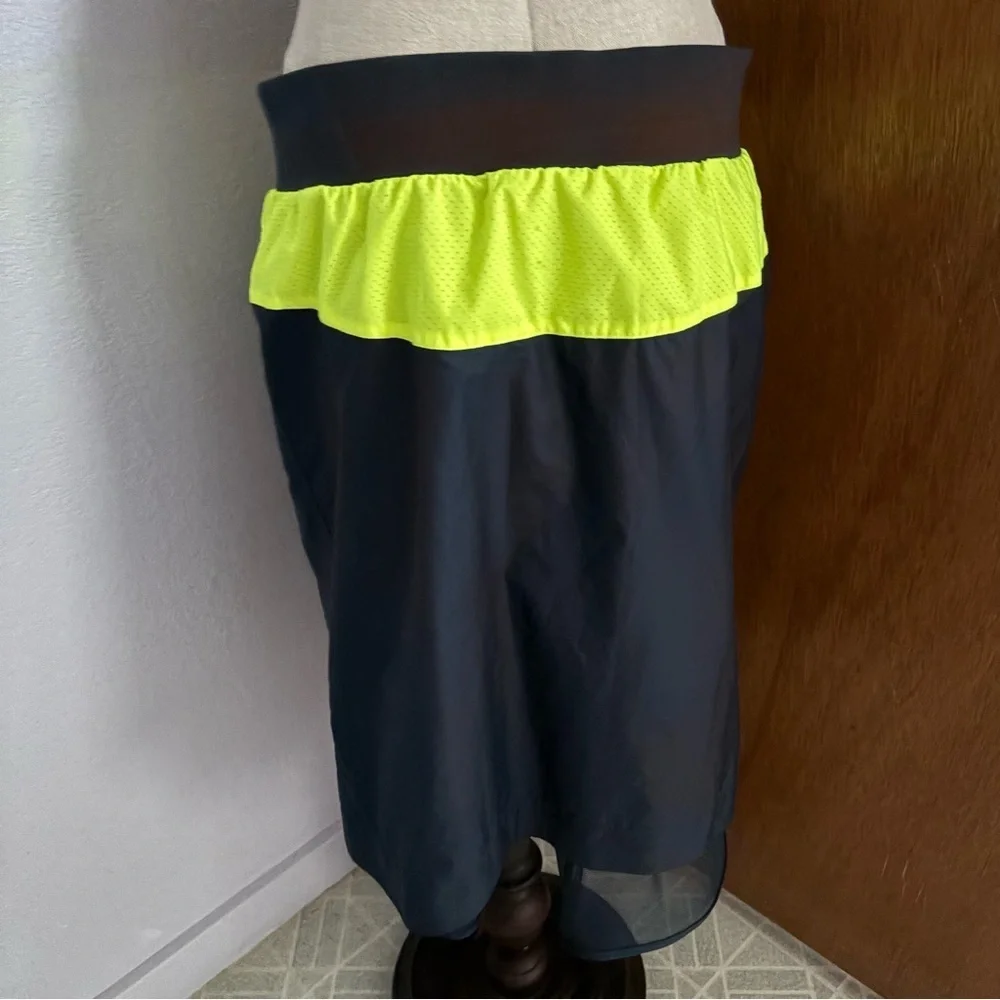 NIKE x SACAI sz L Windrunner Skirt Navy Blue Green Volt #717221 Nikelab